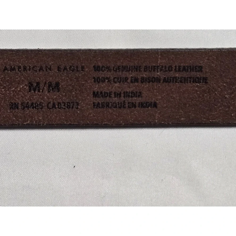 American Eagle Western Belt Brown Leather Silver Buckle Womens Med 28-34